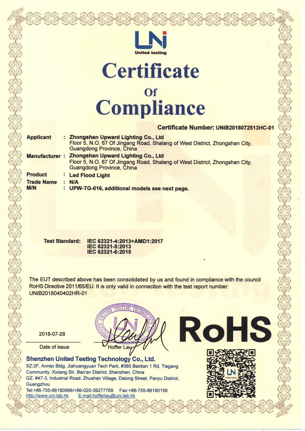 LED Floodlights RoHS