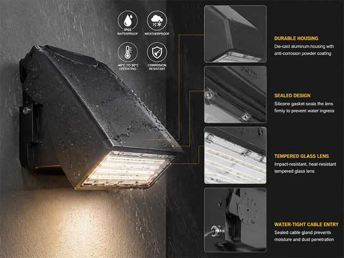 LED wall light weatherproof housing construction detail