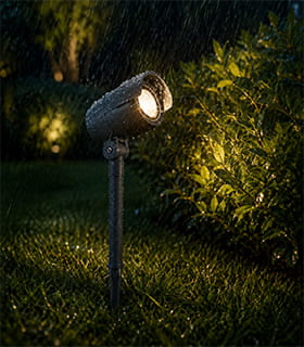 Lawn light in rain