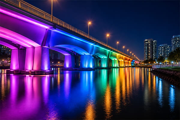 LED wall washer on bridges