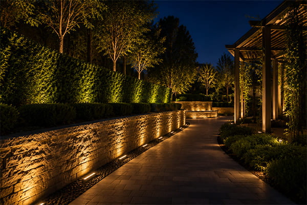 LED wall washer in landscape gardens