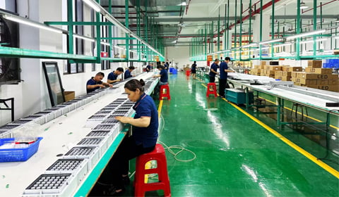 LED flood light production line inside Upward Lighting factory
