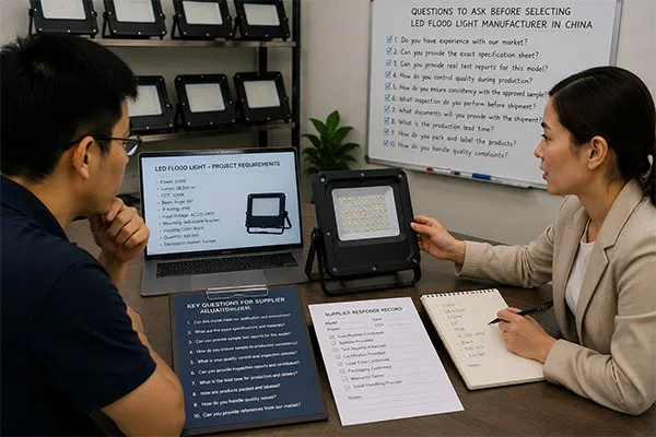Questions for a reliable LED flood light manufacturer in China before placing an order