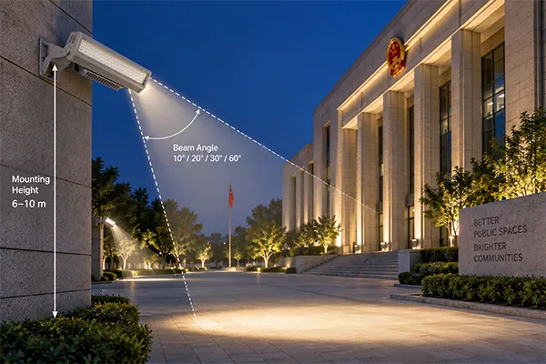 Floodlight beam angle review for public projects LED flood lights for government projects with beam-angle and mounting-height review