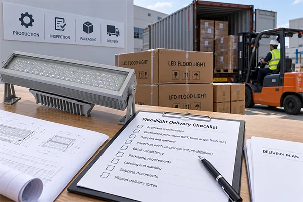 Floodlight production delivery checklist LED flood lights for government projects production and delivery checklist