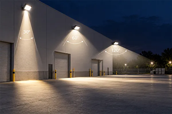 LED flood lights beam angle and outdoor illumination distribution
