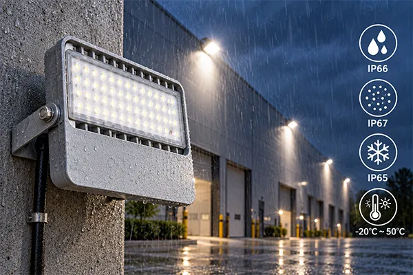 Outdoor LED flood lights with IP protection and durable aluminum housing