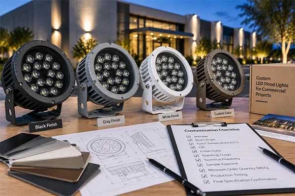 Customized LED flood lights for commercial buildings in different finishes