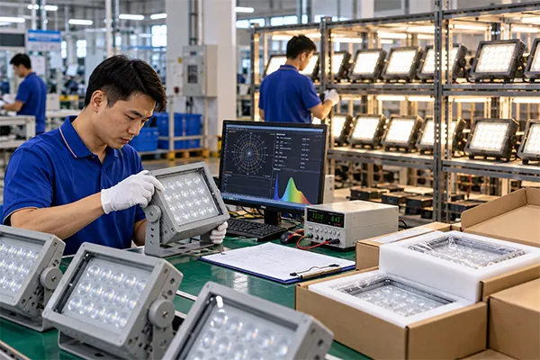 LED flood light manufacturers in China quality control and aging test process