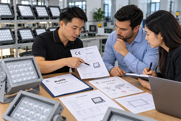 LED flood light manufacturers in China certification document verification