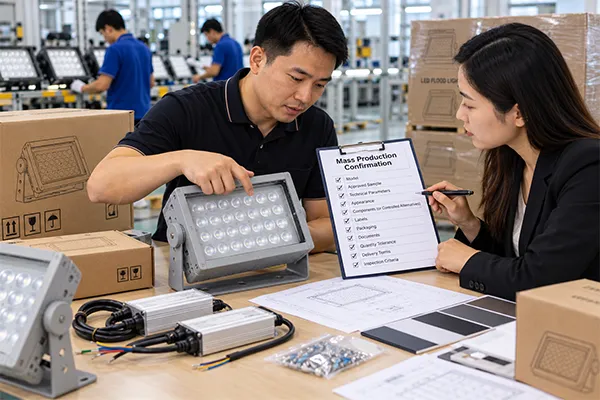 LED flood light manufacturers in China mass production specification confirmation