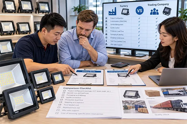 LED flood light factory vs trading company quotation comparison checklist