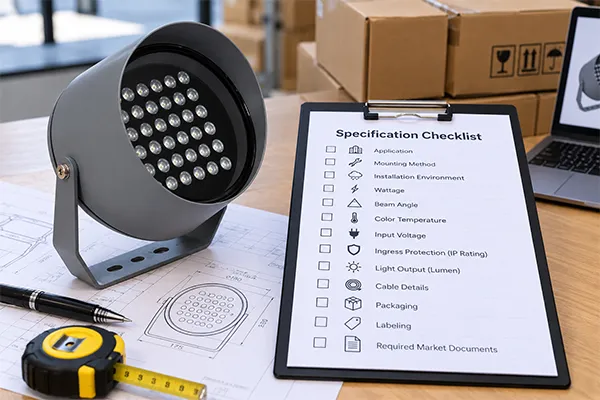 LED flood lights from China specification checklist for importers