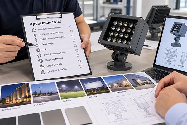 OEM LED flood light manufacturing in China application specification checklist