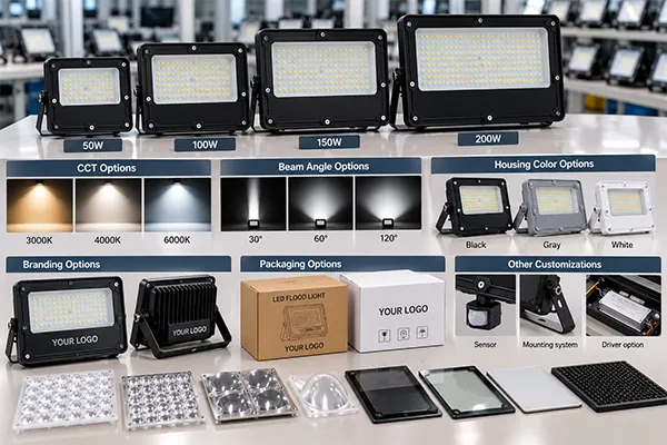 Commercially Viable Floodlight ODM Customization Customizable ODM LED flood light solutions with branding and beam-angle options