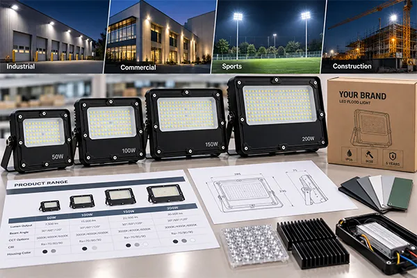 Differentiated Private-Label LED Floodlight Range Differentiated ODM LED flood light solutions for contractor and distributor channels