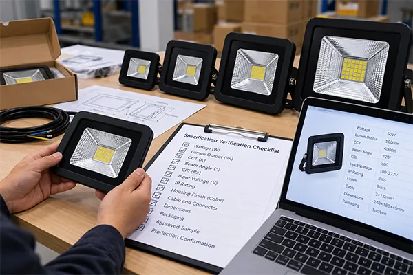 Wholesale LED flood lights specification sample verification