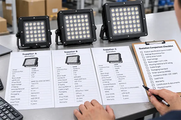 China LED Flood Light Factories quotation comparison checklist for buyers