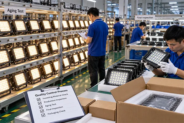 China LED Flood Light Factories aging test and batch inspection process